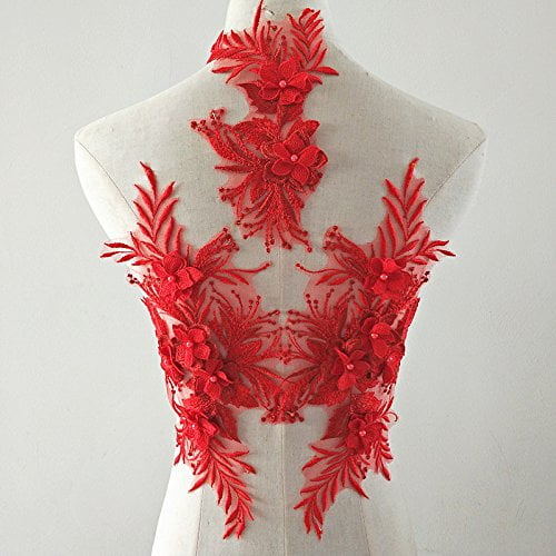 Luxury Pearl Beaded Lace Applique 3D Flora Embroidery Sew on Wedding Dress Motif Luxury Pearl Beaded Lace Applique 3D Flora Embroidery Sew on Wedding Dress Motif